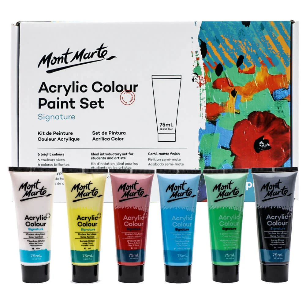 Acrylic Colour Paint Set Signature 6pc x 75ml (2.5 US fl.oz)