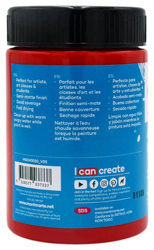 Acrylic Colour Paint Signature 300ml (10.1 US fl.oz) - Brilliant Red - Image 2