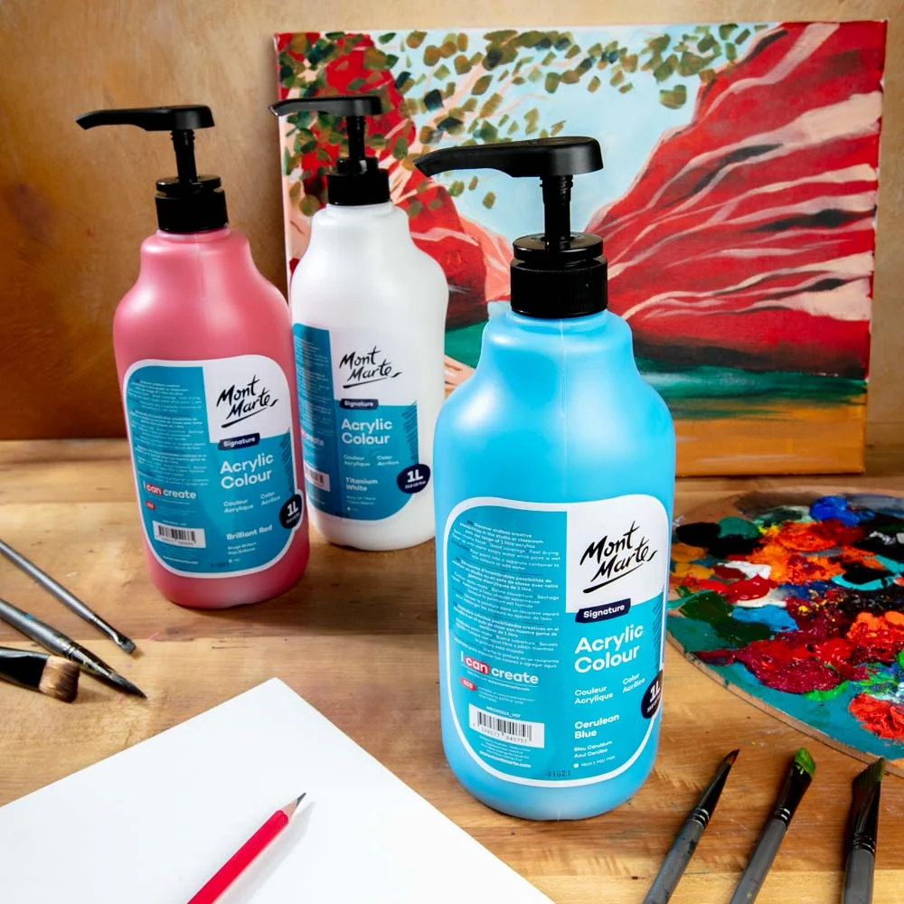 Acrylic Colour Signature 1L (33.8 US fl.oz) Bottle - Cerulean Blue - Image 9