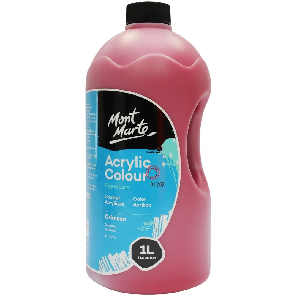 Acrylic Colour Signature 1L (33.8 US fl.oz) Bottle - Crimson - Image 2