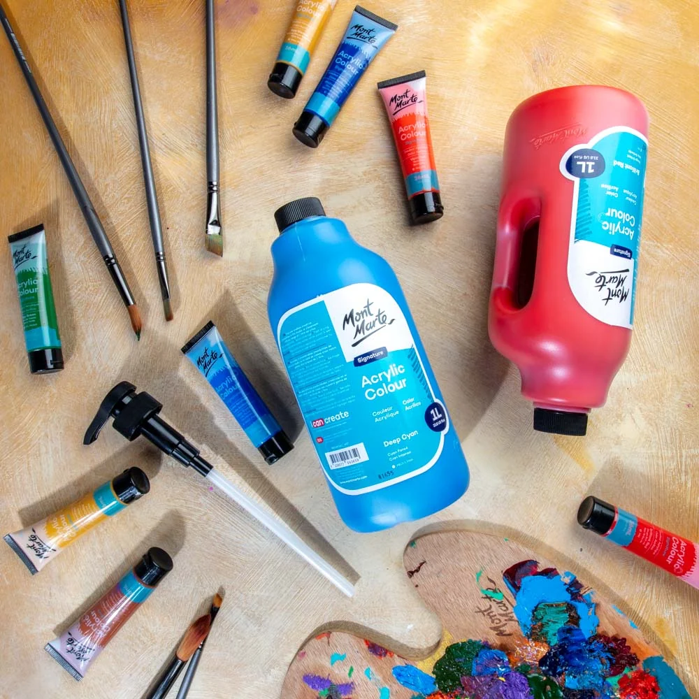 Acrylic Colour Signature 1L (33.8 US fl.oz) Bottle - Deep Cyan - Image 9