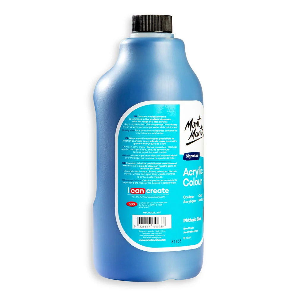 Acrylic Colour Signature 1L (33.8 US fl.oz) Bottle - Phthalo Blue - Image 3