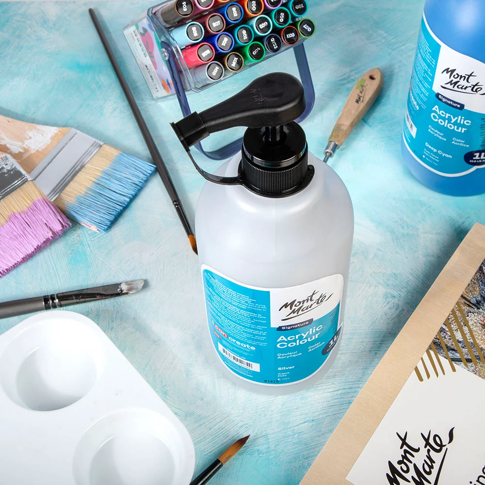Acrylic Colour Signature 1L (33.8 US fl.oz) Bottle - Silver - Image 9