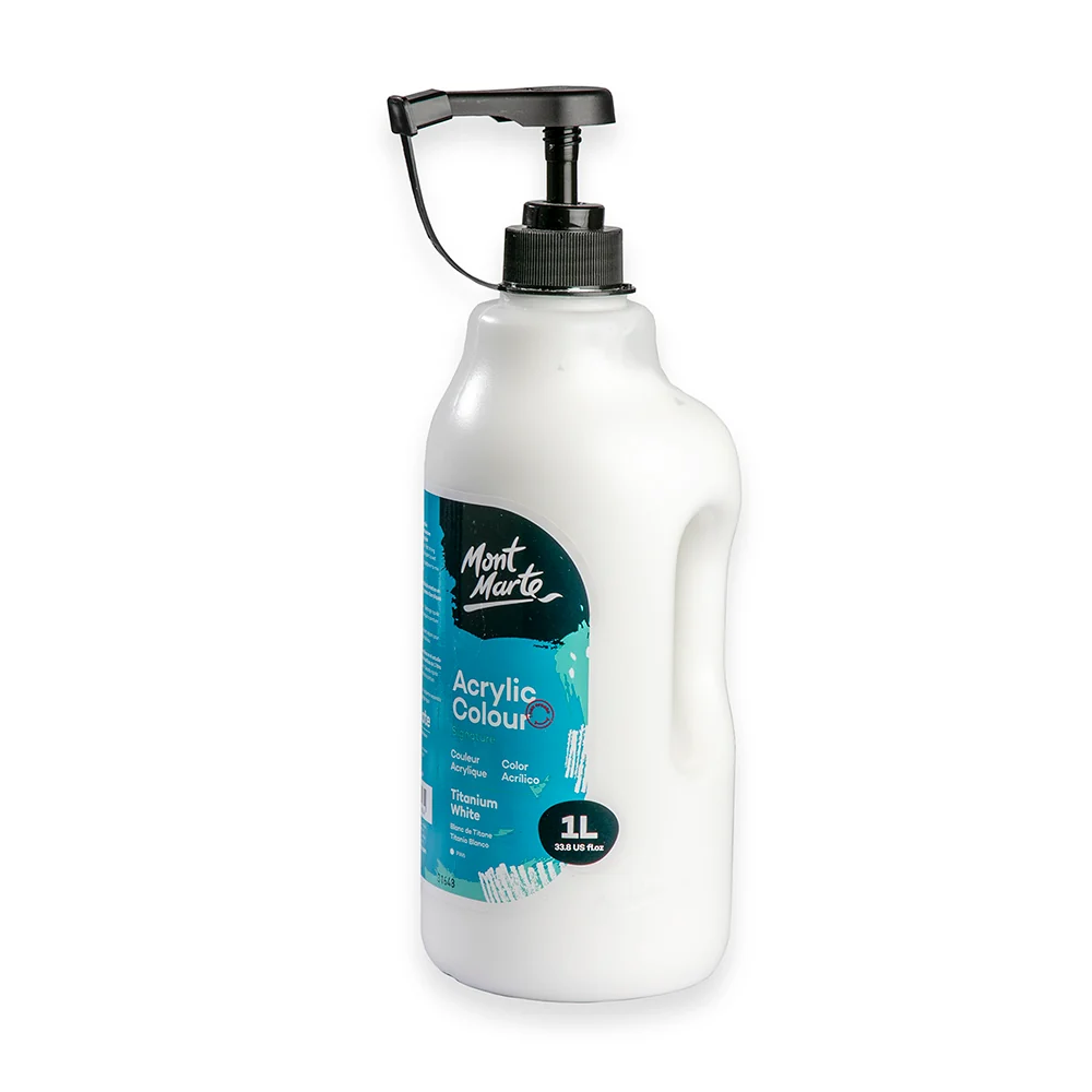 Acrylic Colour Signature 1L (33.8 US fl.oz) Bottle - Titanium White - Image 2