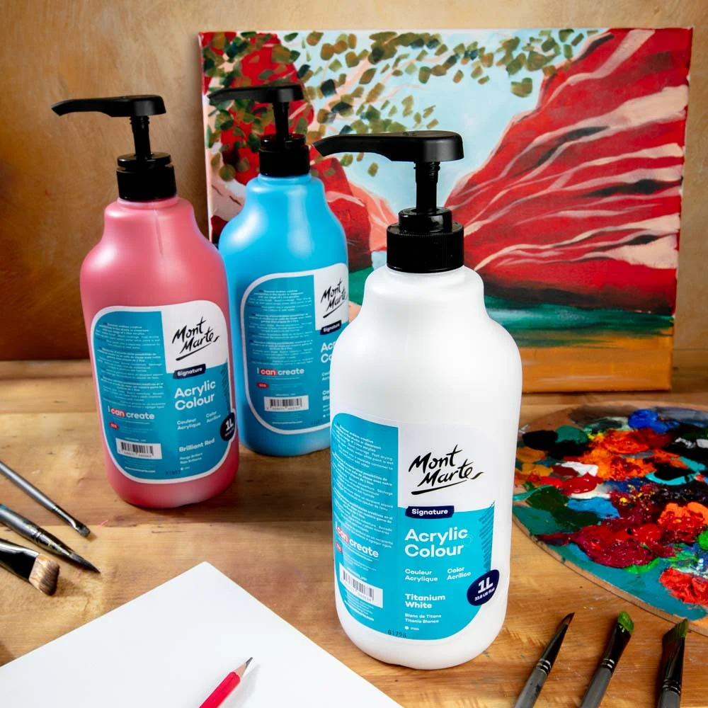 Acrylic Colour Signature 1L (33.8 US fl.oz) Bottle - Titanium White - Image 9