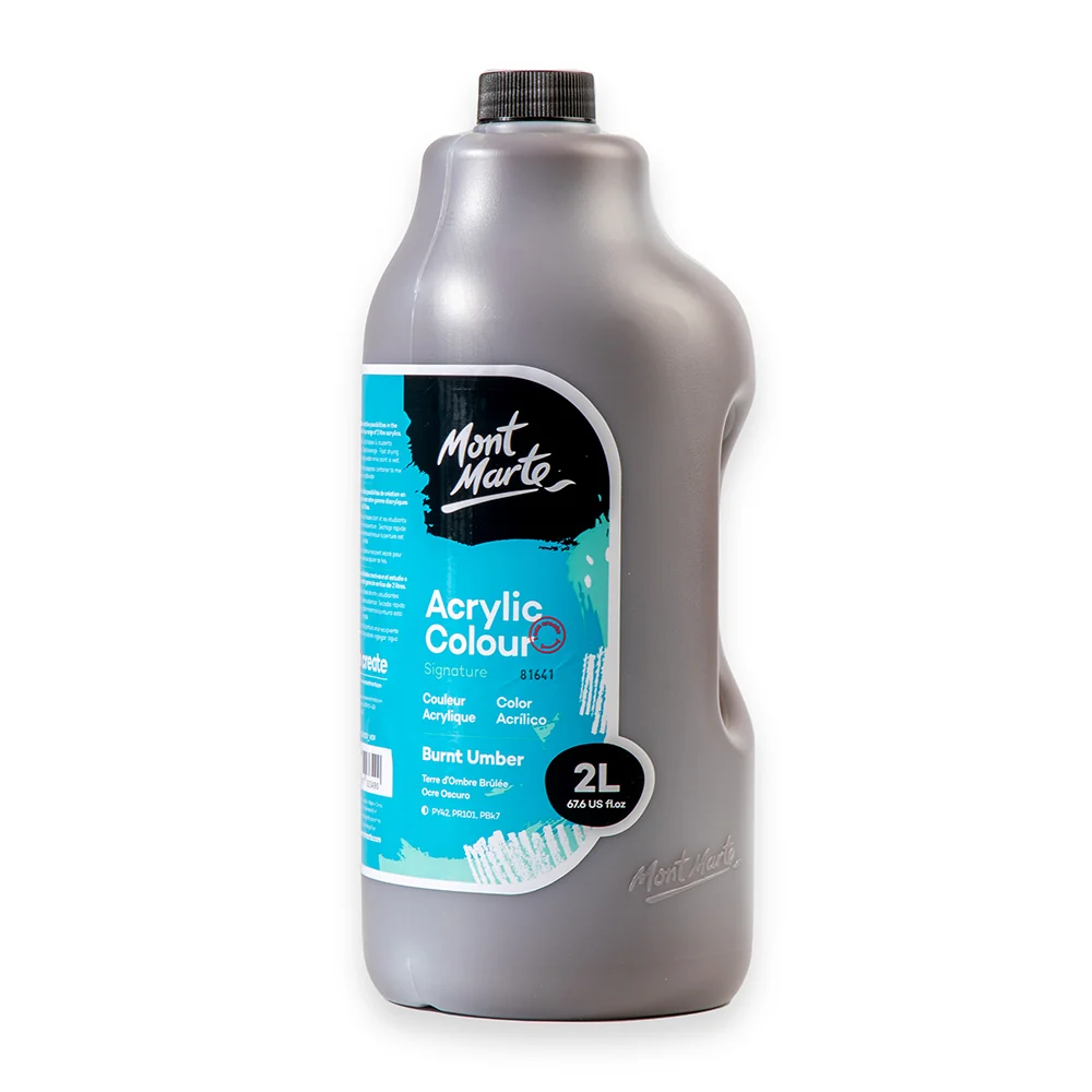 Acrylic Colour Paint Signature 2L (67.6 US fl.oz) Bottle – Burnt Umber - Image 4