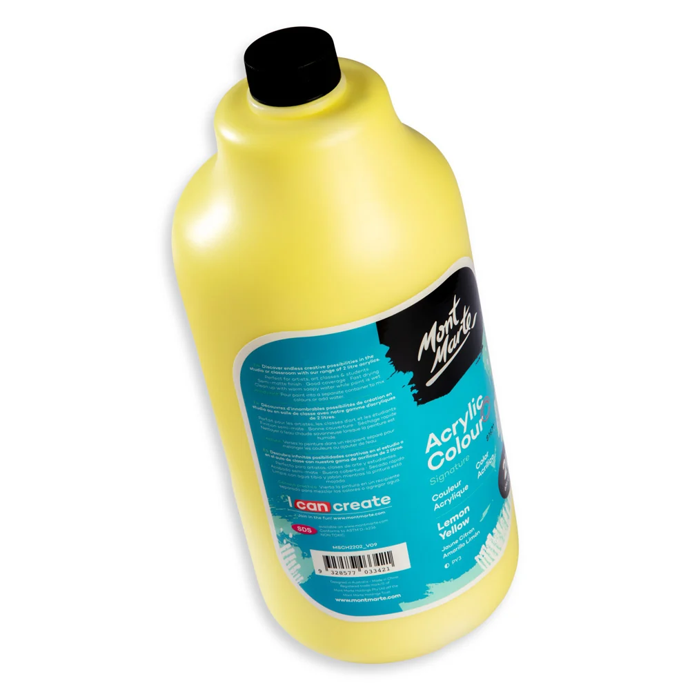 Acrylic Colour Paint Signature 2L (67.6 US fl.oz) Bottle – Lemon Yellow - Image 4