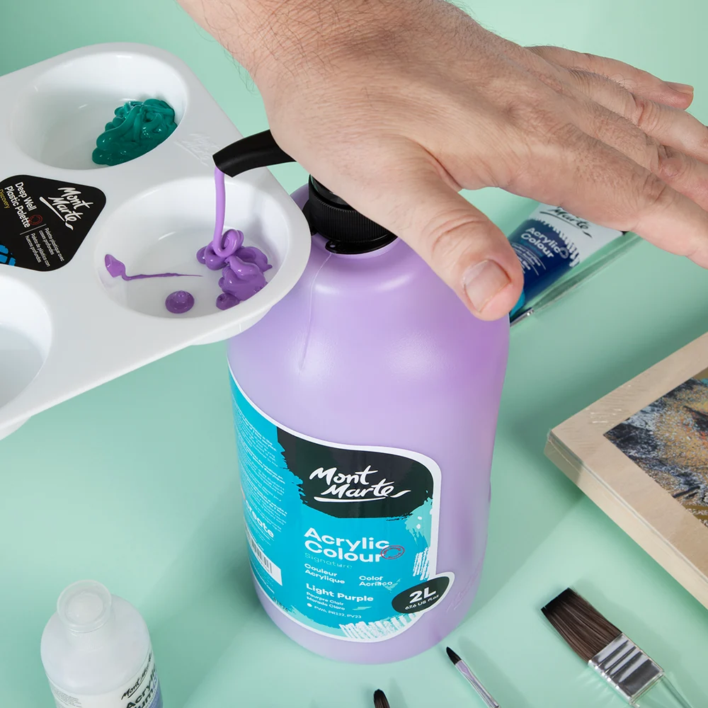 Acrylic Colour Paint Signature 2L (67.6 US fl.oz) Bottle – Light Purple - Image 8