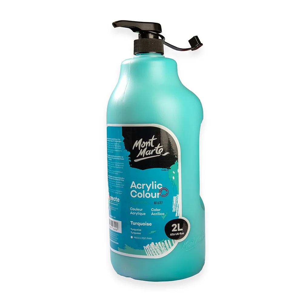 Acrylic Colour Paint Signature 2L (67.6 US fl.oz) Bottle – Turquoise - Image 2