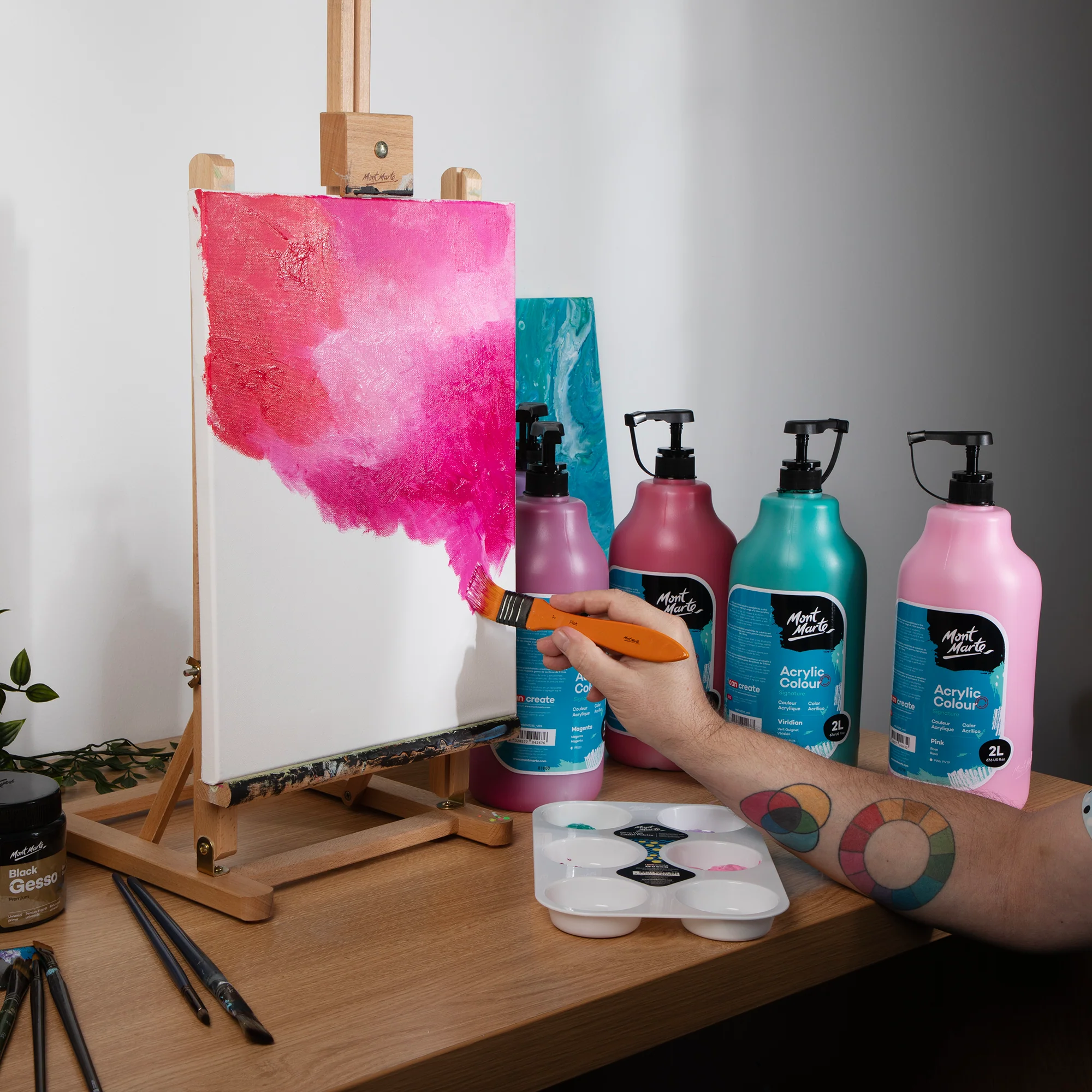 Acrylic Colour Paint Signature 2L (67.6 US fl.oz) Bottle – Viridian - Image 7