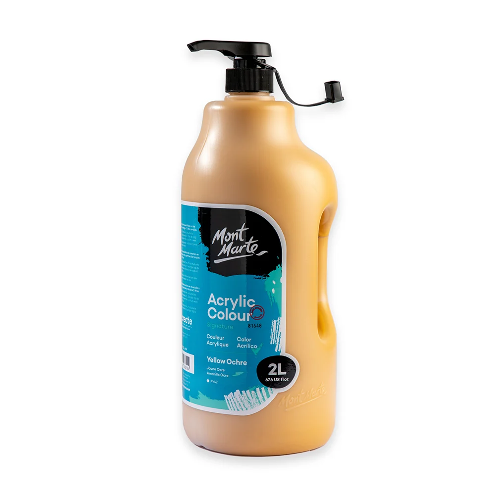 Acrylic Colour Paint Signature 2L (67.6 US fl.oz) Bottle – Yellow Ochre - Image 2