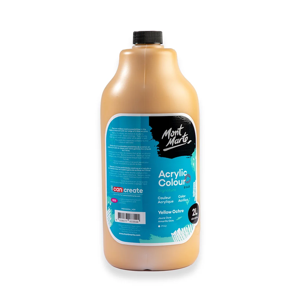 Acrylic Colour Paint Signature 2L (67.6 US fl.oz) Bottle – Yellow Ochre - Image 3