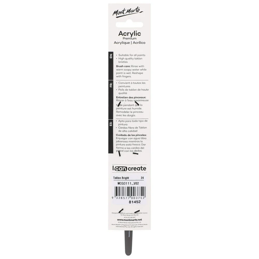 Artist Acrylic Brush Premium Taklon Bright Short 24 - Image 2
