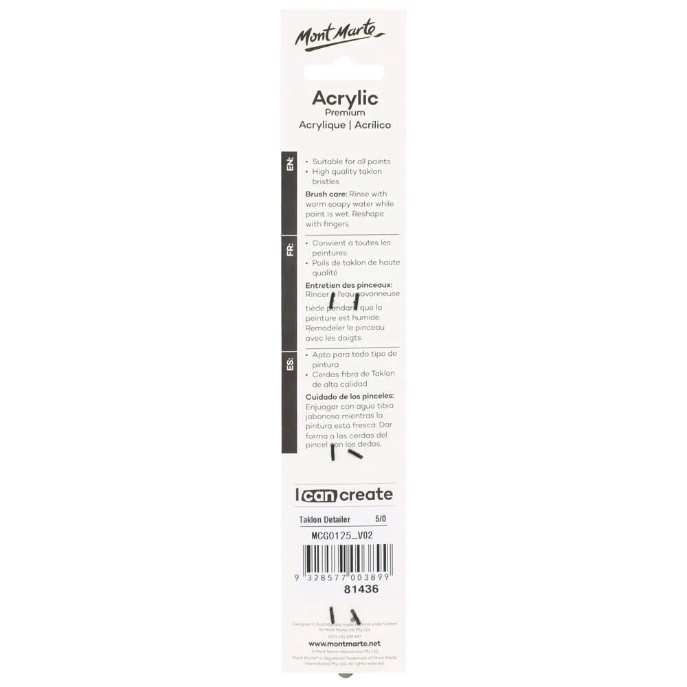 Artist Acrylic Brush Taklon Detailer 5/0 - Image 3