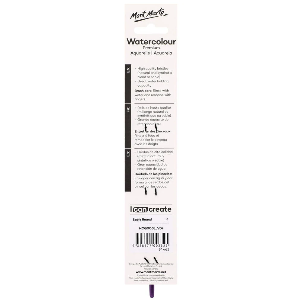 Artist Watercolour Brush Premium Sable Round 4 - Image 2