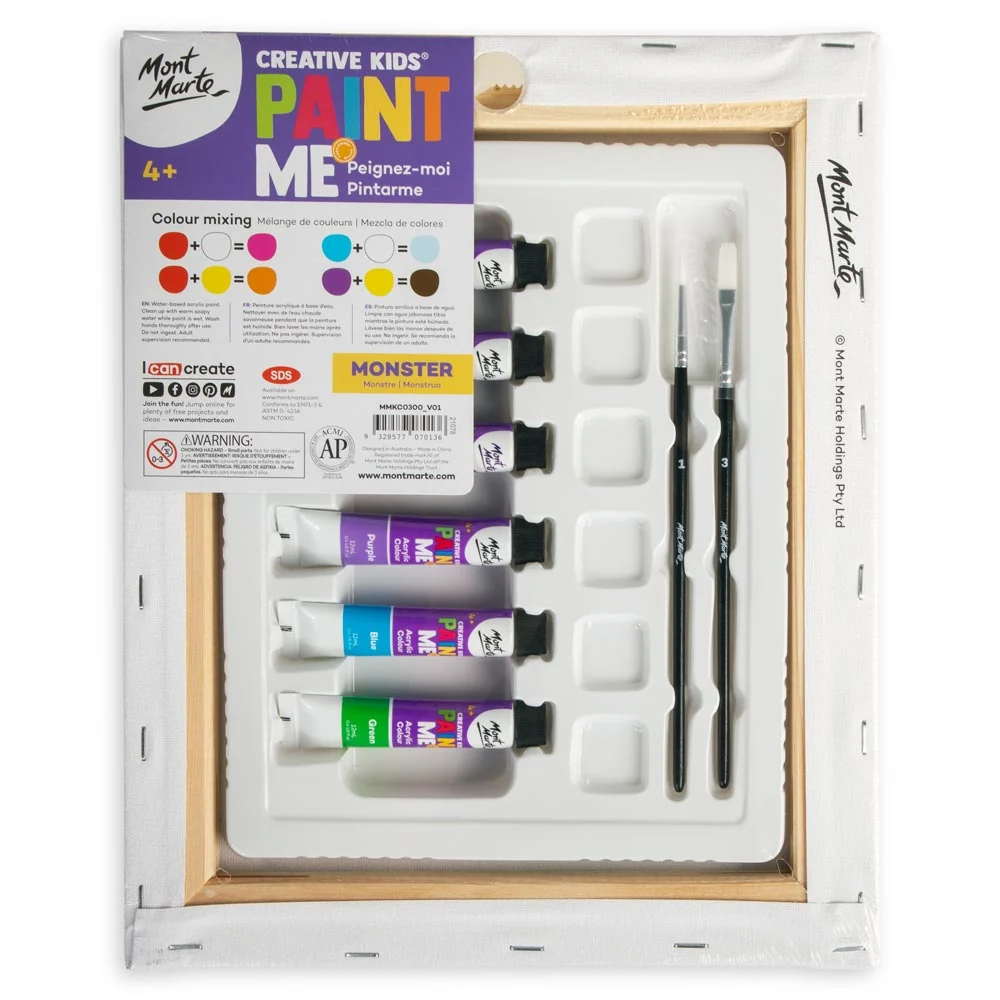 Creative Kids Paint Me Canvas Set 9pc - Monster - Image 4