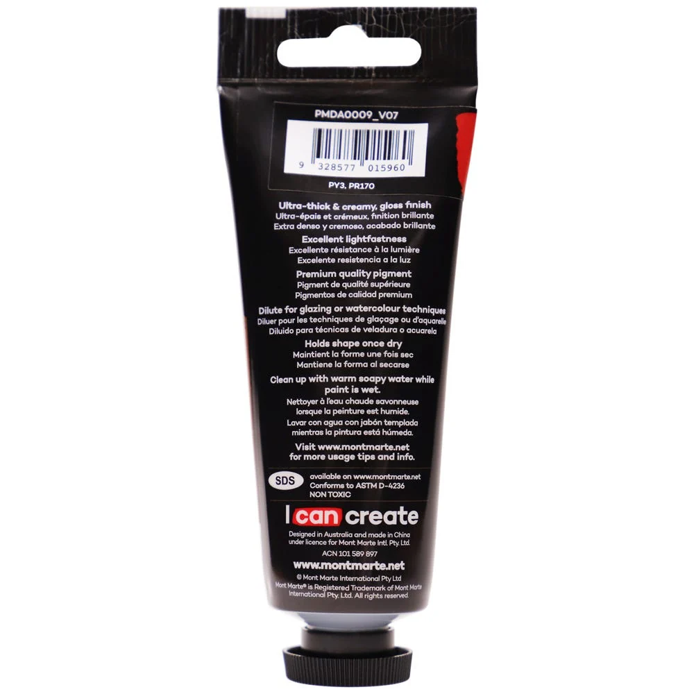 Dimension Acrylic Premium 75ml (2.5 US fl.oz) Tube - Azo Vermillion - Image 2