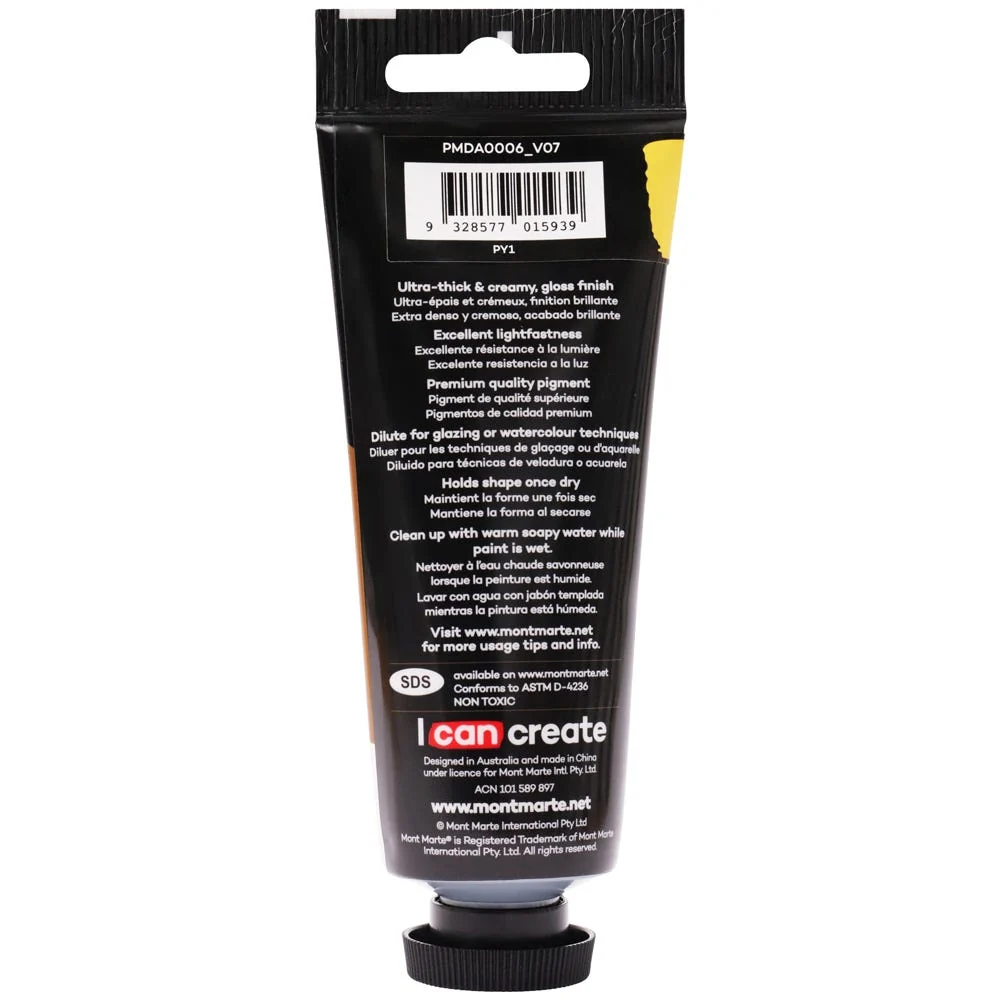 Dimension Acrylic Premium 75ml (2.5 US fl.oz) Tube - Medium Yellow - Image 3