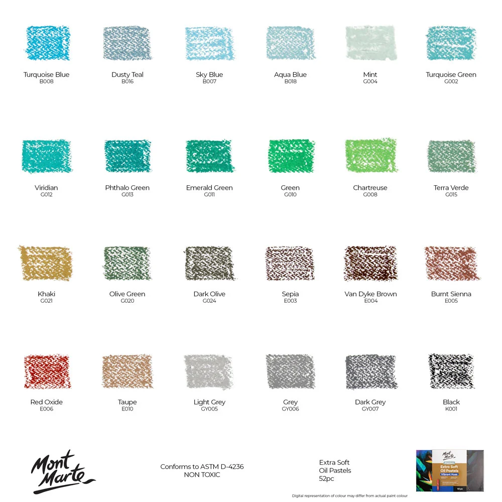 Extra Soft Oil Pastels Vibrant Hues Premium 52pc - Image 11