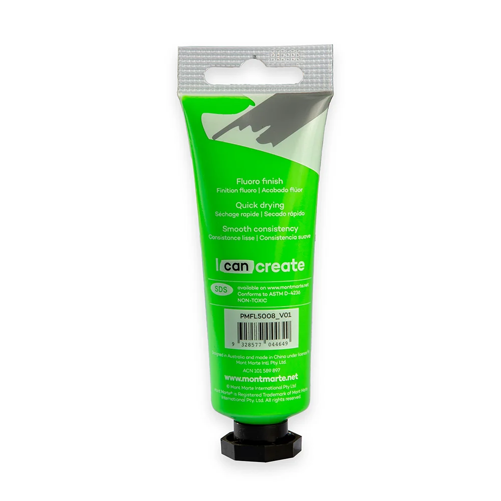 Fluoro Acrylic Paint Premium 50ml (1.7 US fl.oz) Tube - Green - Image 3