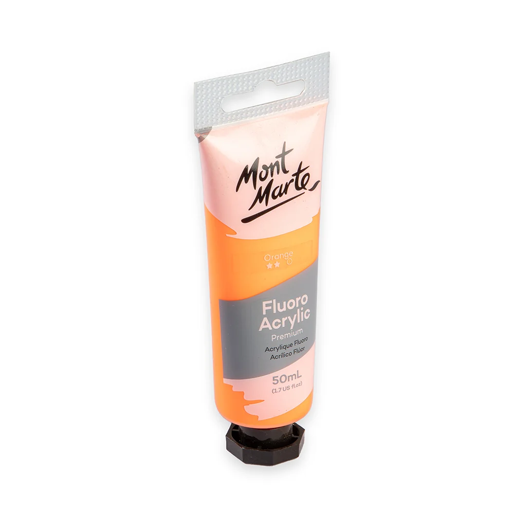 Fluoro Acrylic Paint Premium 50ml (1.7 US fl.oz) Tube - Orange - Image 2