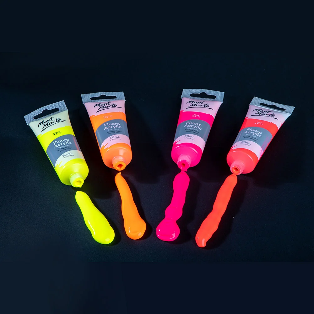 Fluoro Acrylic Paint Premium 50ml (1.7 US fl.oz) Tube - Orange - Image 5