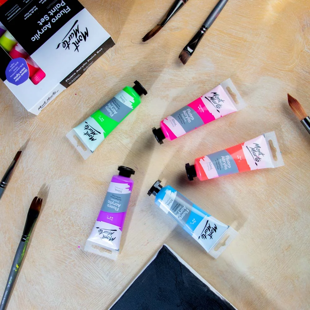 Fluoro Acrylic Paint Premium 50ml (1.7 US fl.oz) Tube - Red - Image 9