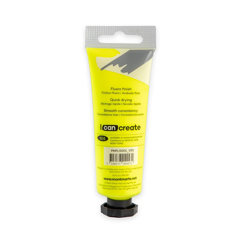 Fluoro Acrylic Paint Premium 50ml (1.7 US fl.oz) Tube - Yellow - Image 3