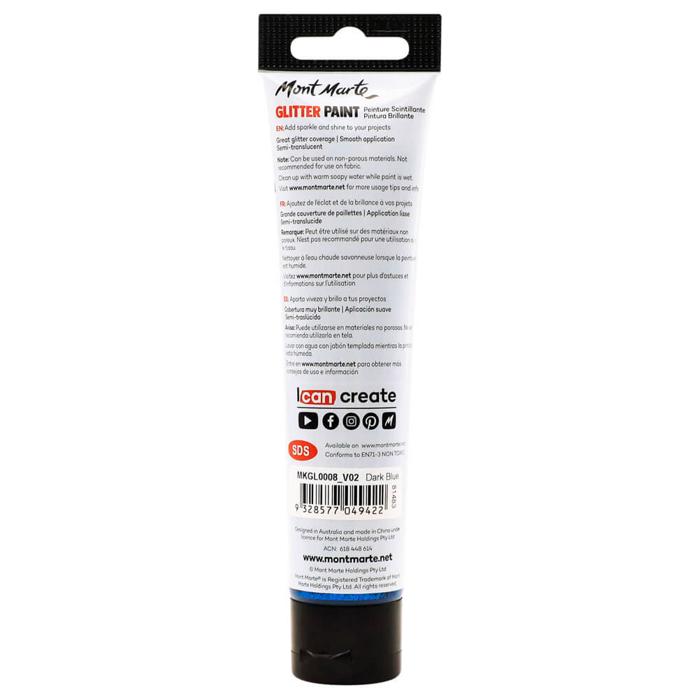 Glitter Paint 75ml (2.5 US fl.oz) - Dark Blue - Image 3