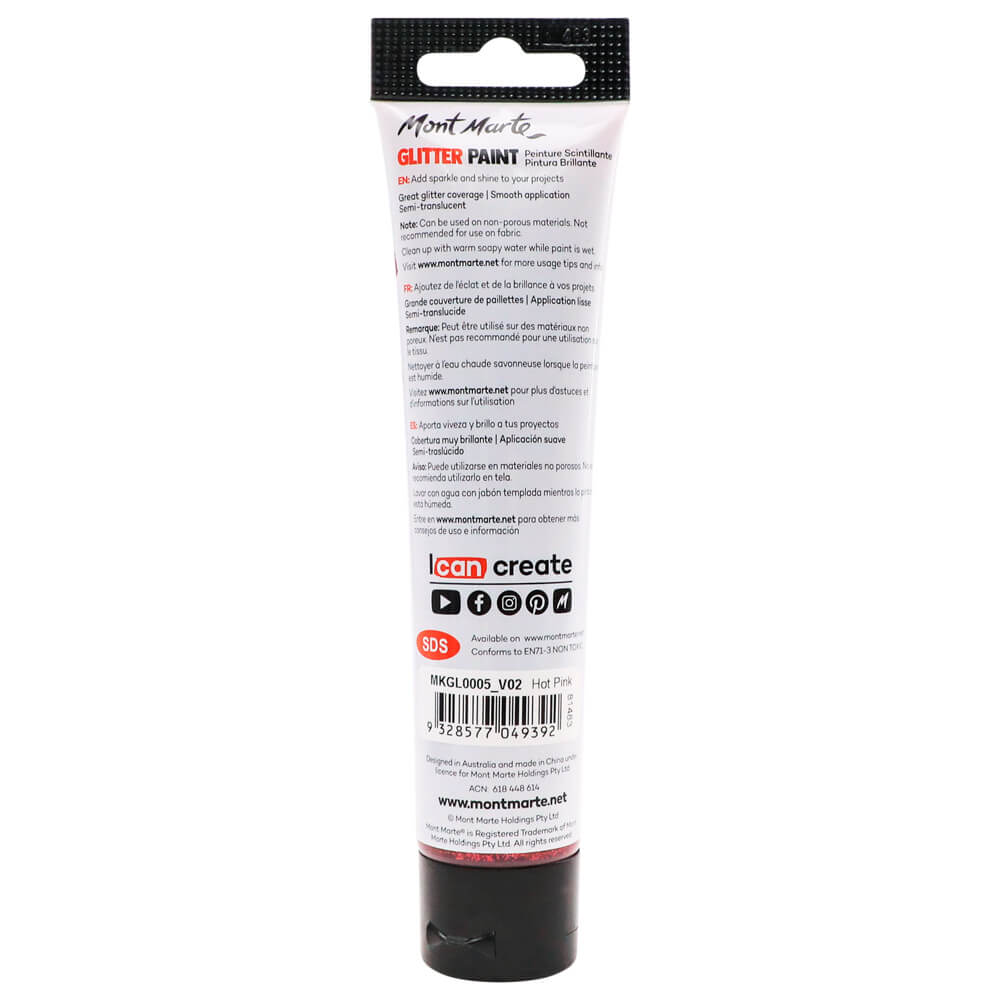 Glitter Paint 75ml (2.5 US fl.oz) - Hot Pink - Image 3