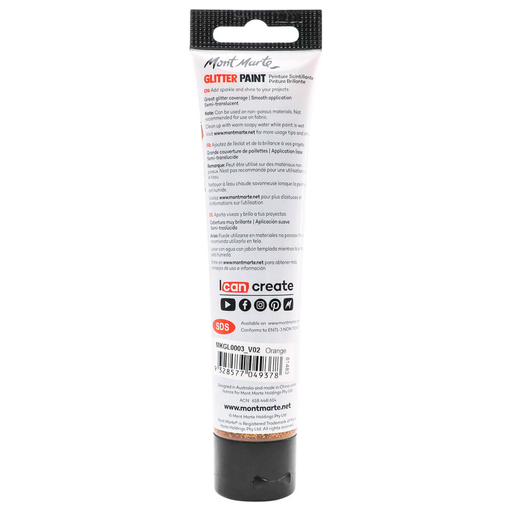 Glitter Paint 75ml (2.5 US fl.oz) - Orange - Image 3