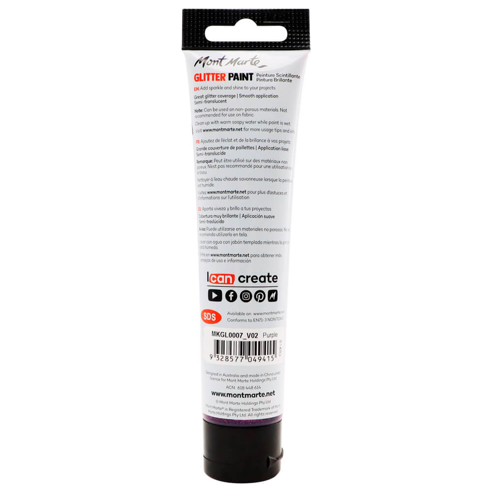 Glitter Paint 75ml (2.5 US fl.oz) - Purple - Image 3