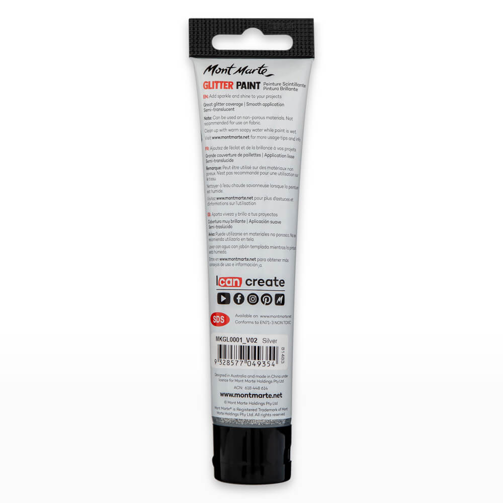 Glitter Paint 75ml (2.5 US fl.oz) - Silver - Image 3