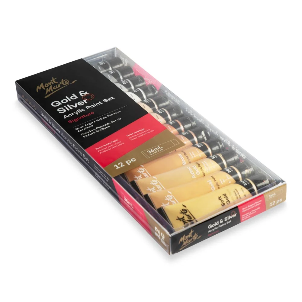 Gold and Silver Acrylic Paint Set Signature 12pc x 36ml (1.2 US fl.oz) - Image 4