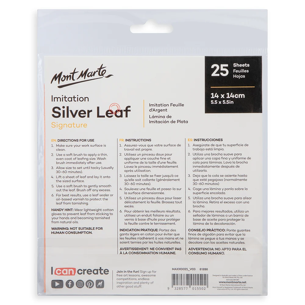 Imitation Silver Leaf 14x14cm 25 Sheet - Image 4