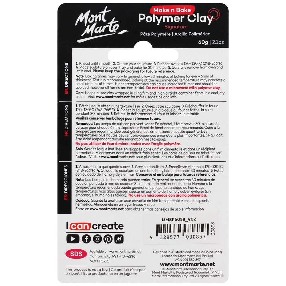 Make n Bake Polymer Clay Signature 60g (2.1oz) - Light Grey - Image 2