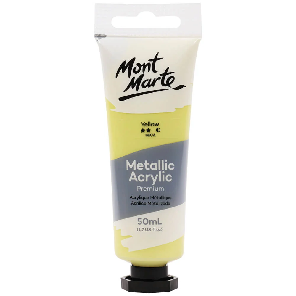 Metallic Acrylic Paint Premium 50ml (1.7 US fl.oz) Tube - Yellow
