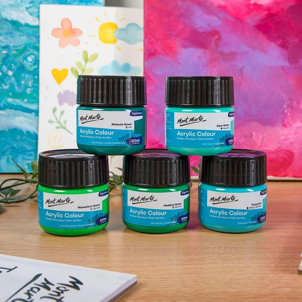 Acrylic Colour Paint Signature 100ml (3.4 US fl.oz) - Aqua Green - Image 7