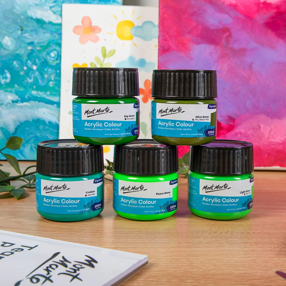 Acrylic Colour Paint Signature 100ml (3.4 US fl.oz) - Fluoro Green - Image 6
