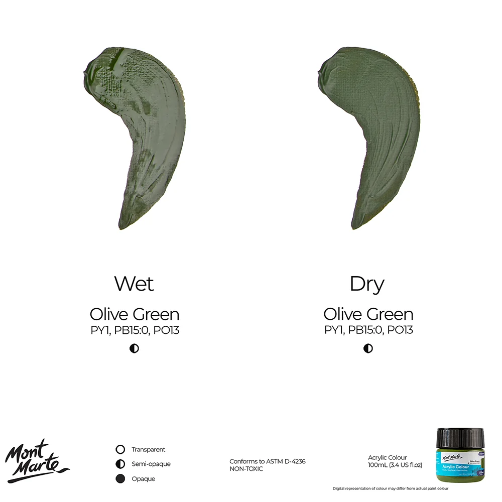 Acrylic Colour Paint Signature 100ml (3.4 US fl.oz) - Olive Green - Image 9