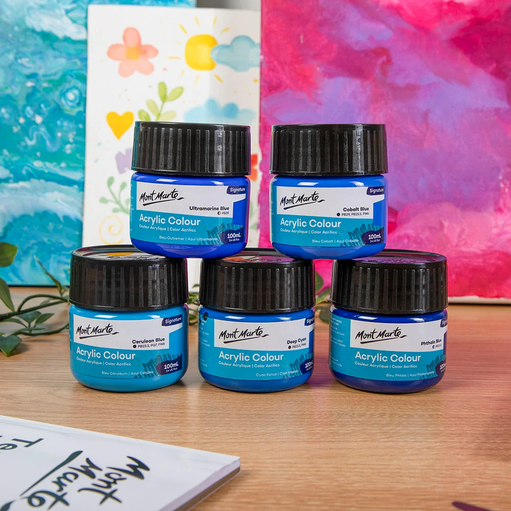 Acrylic Colour Paint Signature 100ml (3.4 US fl.oz) Tub - Ultramarine Blue - Image 7