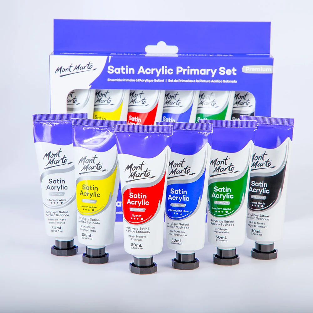 Satin Acrylic Primary Paint Set 6pc x 50ml (1.7 US fl.oz) - Image 2