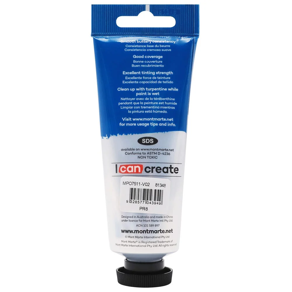 Oil Paint Premium 75ml (2.5 US fl.oz) Tube - Permanent Red - Image 2