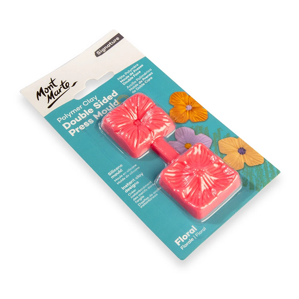 Polymer Clay Double Sided Press Mould Signature - Floral - Image 3