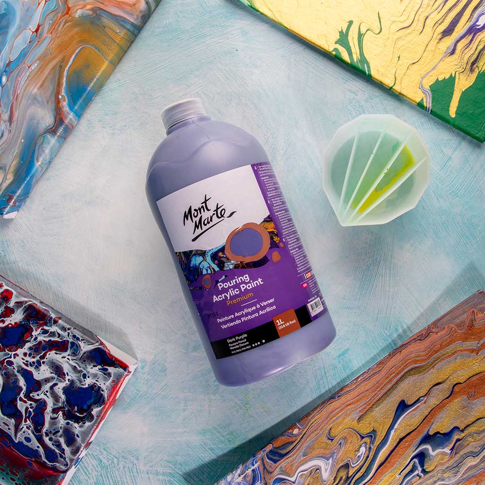 Pouring Acrylic Paint Premium 1L (33.8 US fl.oz) Bottle - Dark Purple - Image 9