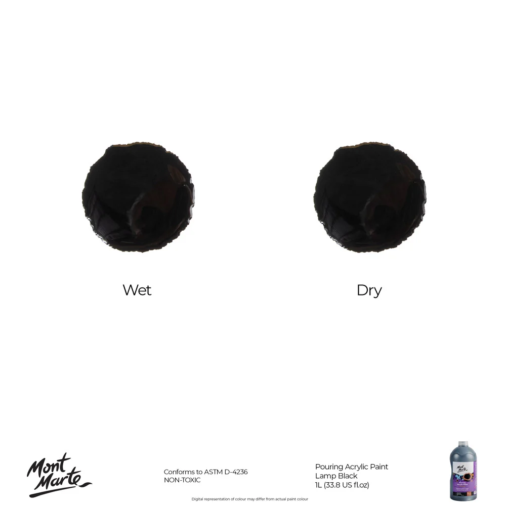 Pouring Acrylic Paint Premium 1L (33.8 US fl.oz) Bottle - Lamp Black - Image 10