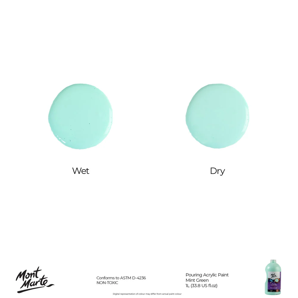 Pouring Acrylic Paint Premium 1L (33.8 US fl.oz) Bottle - Mint Green - Image 9