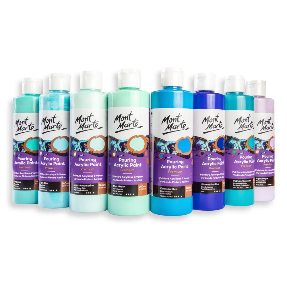 Pouring Acrylic Paint Premium 240ml (8.12 US fl.oz) - Cerulean Blue - Image 4