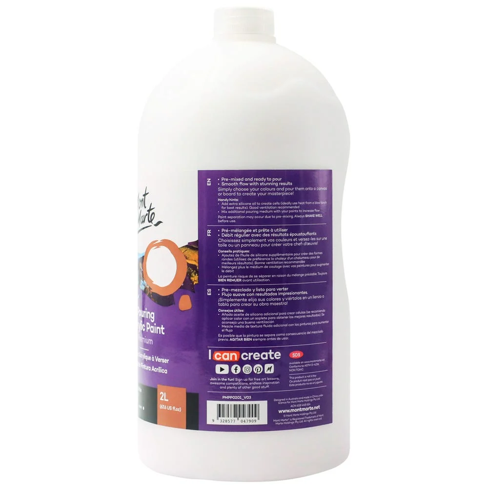 Pouring Acrylic Paint Premium 2L (67.6 US fl.oz) Bottle - Titanium White - Image 2