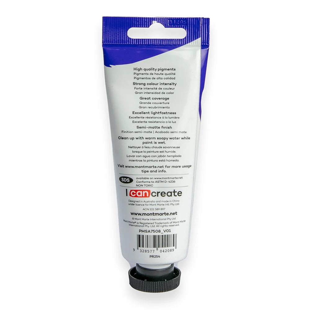 Satin Acrylic Paint Premium 75ml (2.5 US fl.oz) Tube - Brilliant Red - Image 3